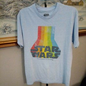 Mad Engine Star Wars “The Force Is Strong” Graphic Tee T-Shirt Rainbow Sz Medium